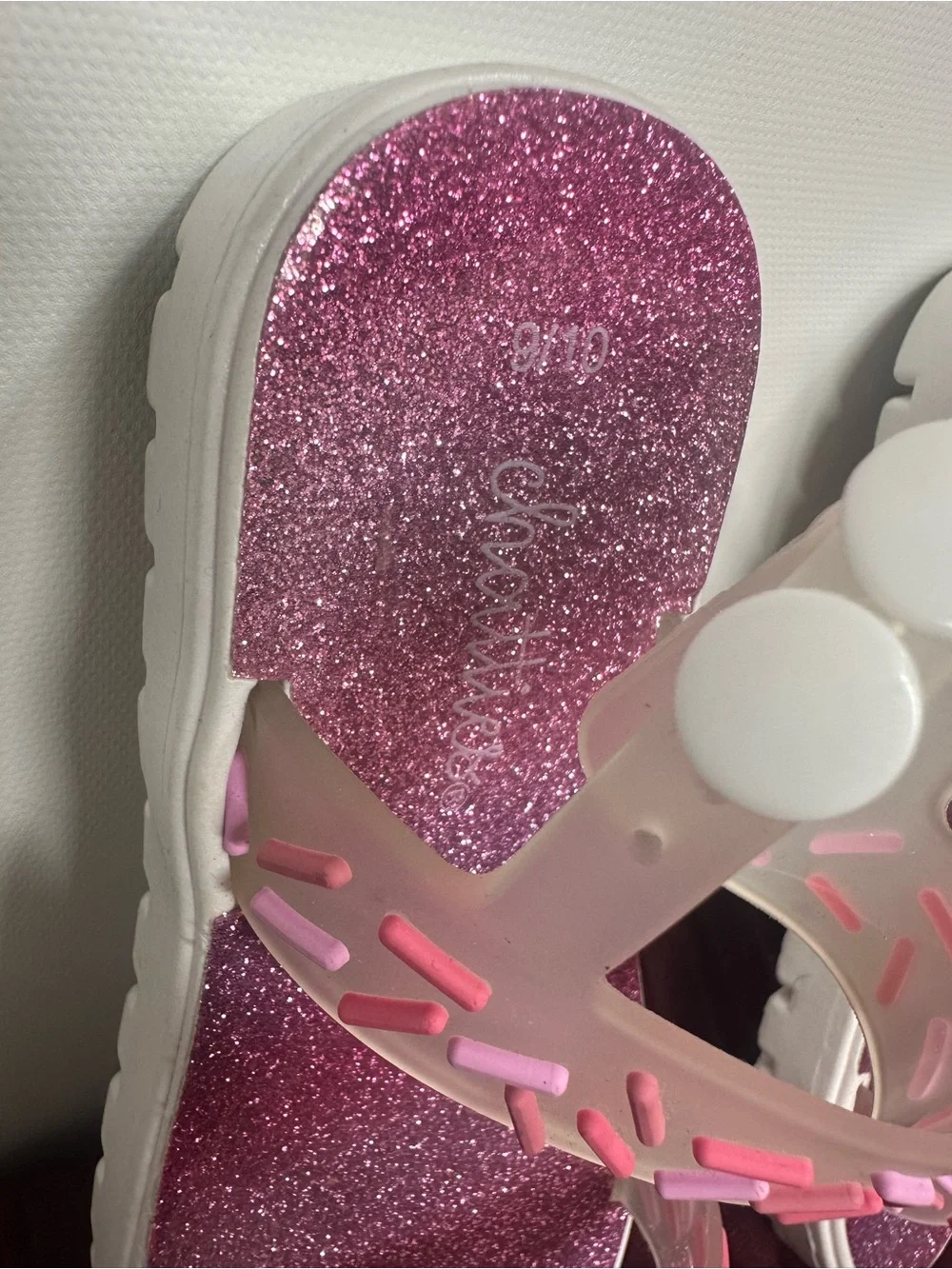 Chatties Girls Sandals Size 9/10 Pink Glitter Sprinkle Jelly Summer Shoes
